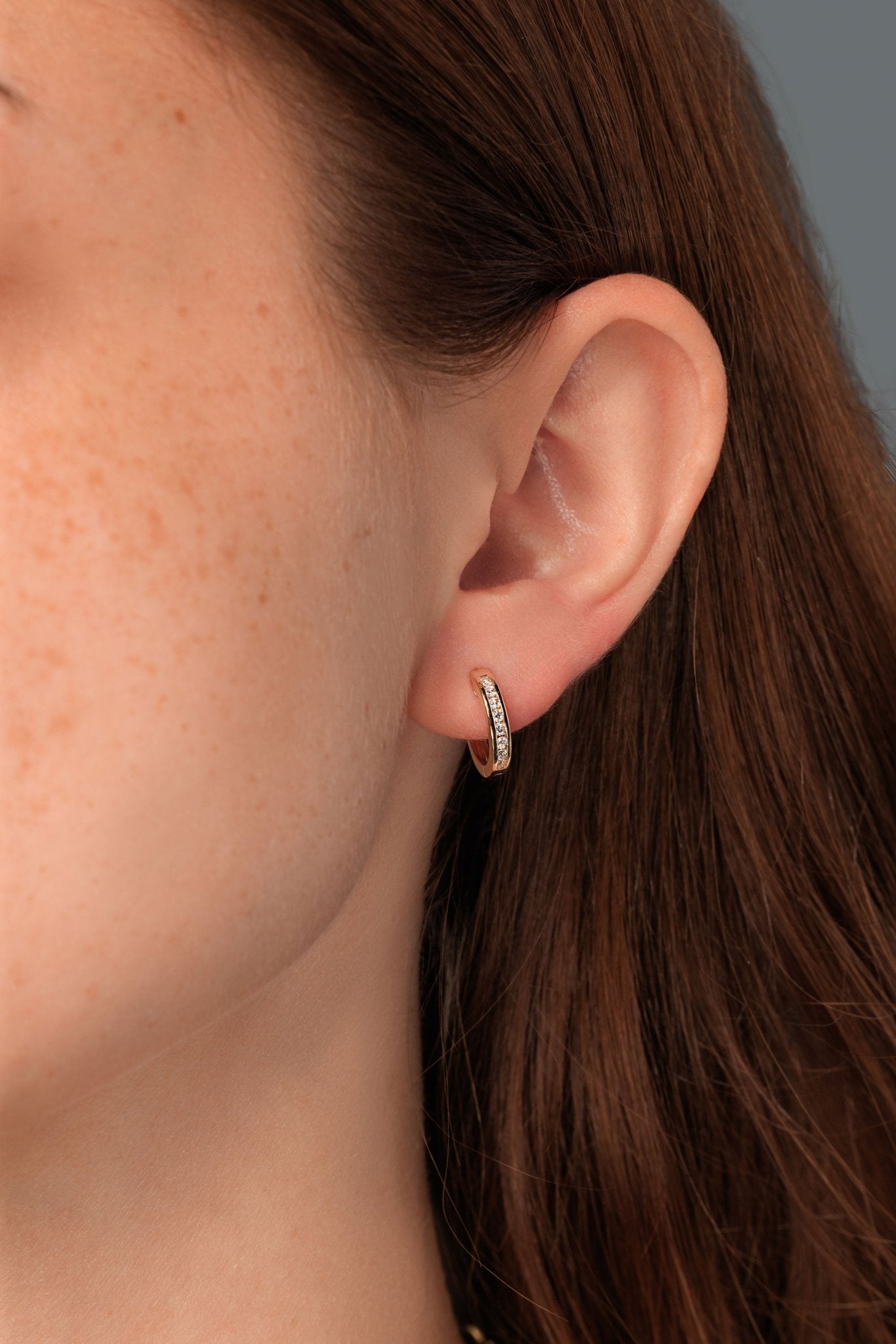 Diamond Channel Hoops Yellow Gold - PBD Earrings