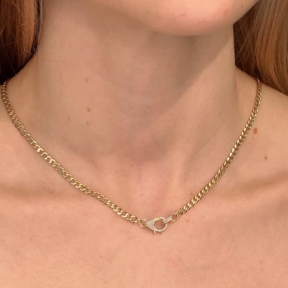 Gold Curb Chain Lariat Necklace - Tilly Sveaas Jewellery