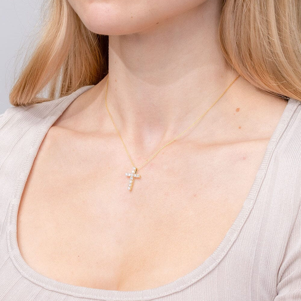 Diamond Cross 14k Yellow Gold Necklaces Princess Bride Diamonds 