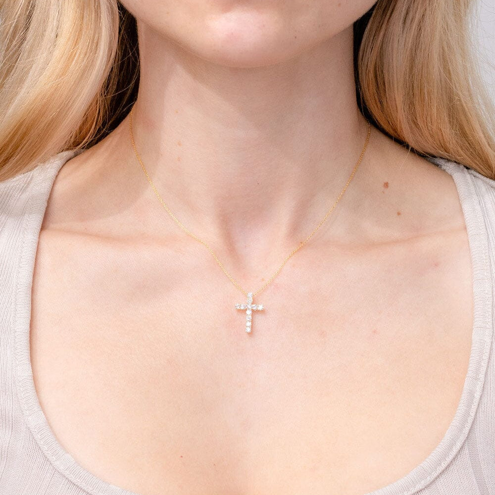 Diamond Cross 14k Yellow Gold Necklaces Princess Bride Diamonds 