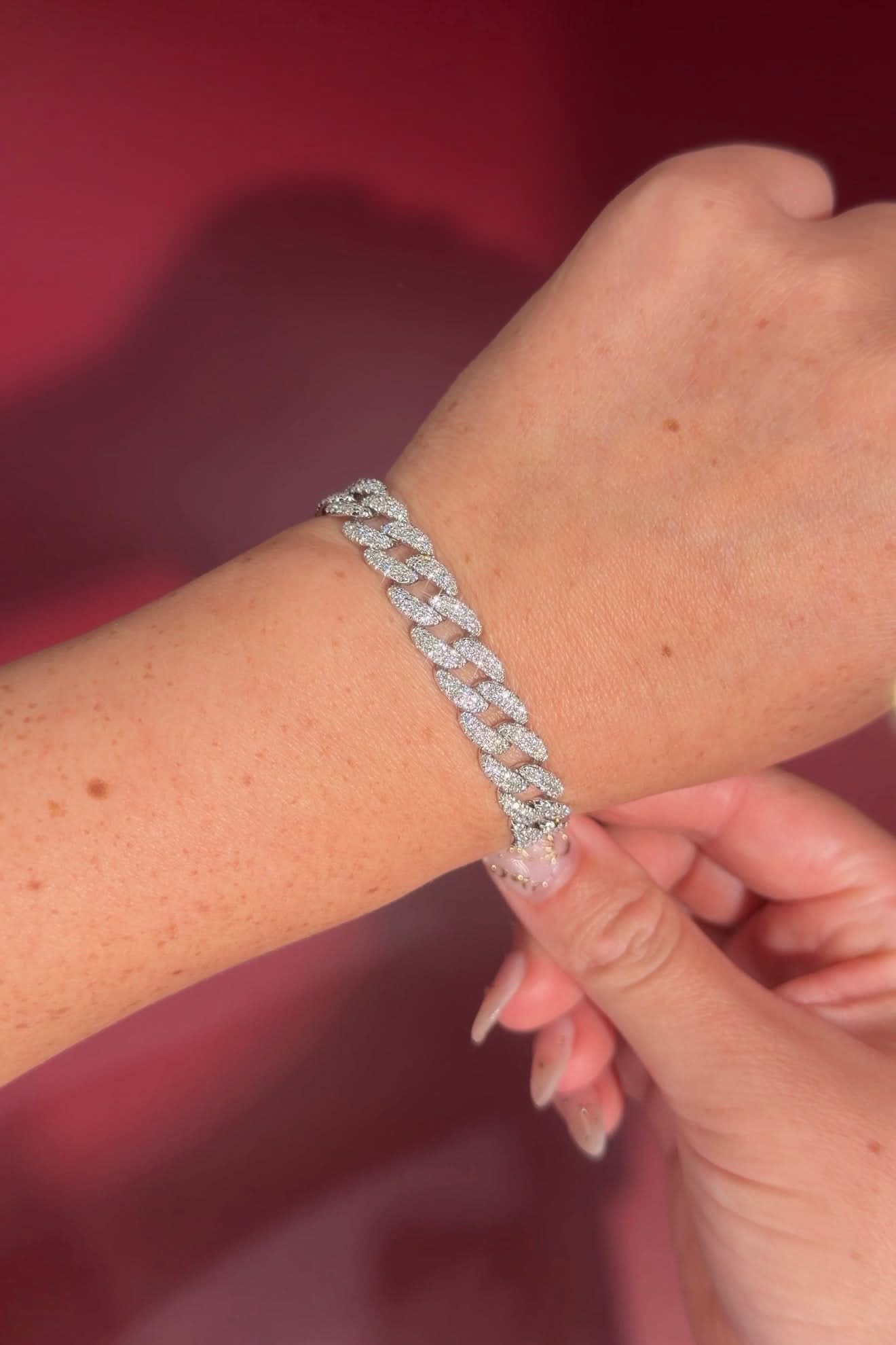 Diamond Cuban Bracelet White Gold - PBD Bracelets
