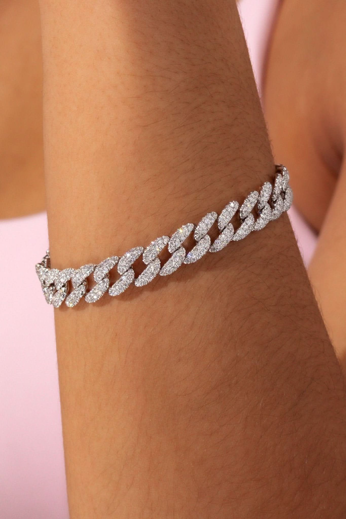 Diamond Cuban Bracelet White Gold - PBD Bracelets