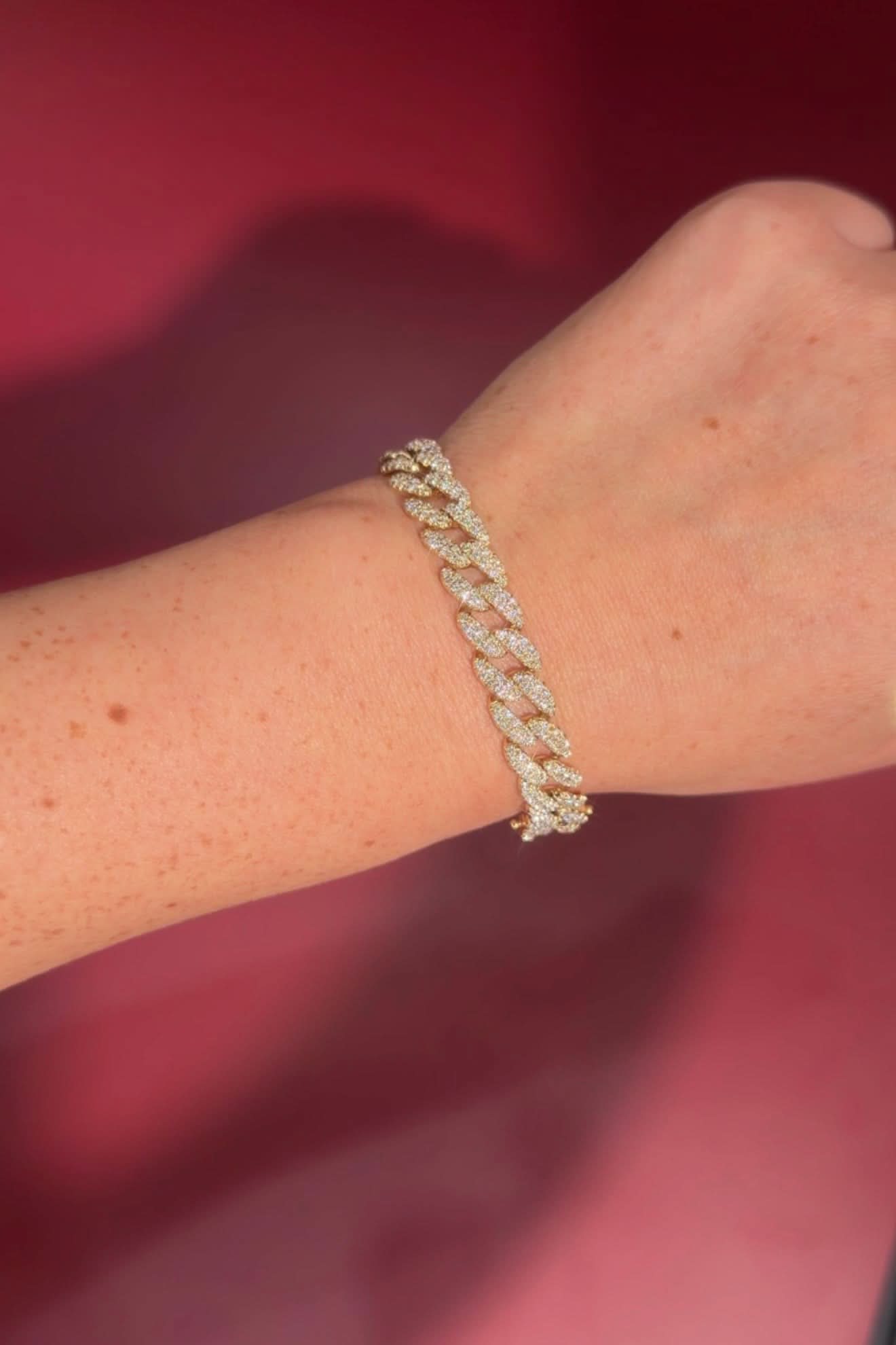 Diamond Cuban Bracelet Yellow Gold - PBD Bracelets