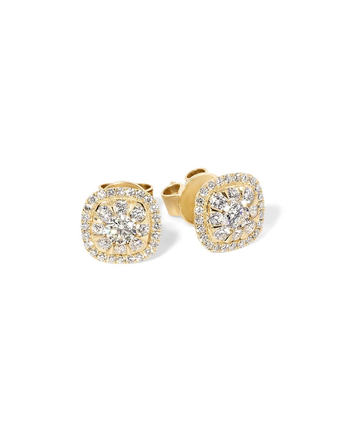 Diamond Cushion Cluster Earrings - PBD Earrings