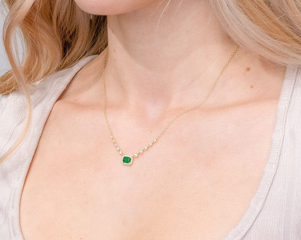 Diamond Drip & Halo Emerald Necklace Necklaces Princess Bride Diamonds 