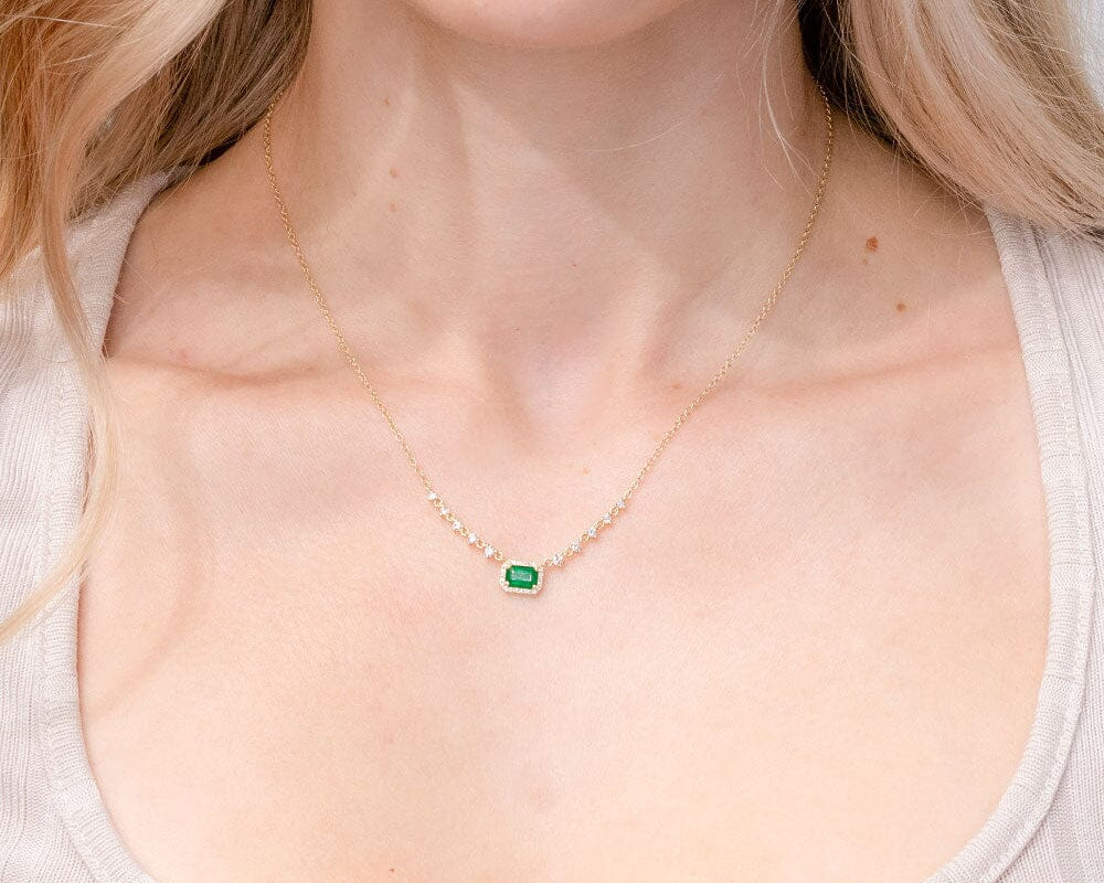 Diamond Drip & Halo Emerald Necklace Necklaces Princess Bride Diamonds 