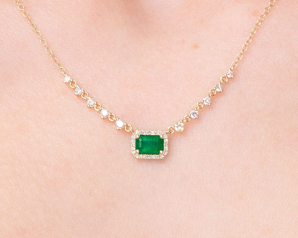 Diamond Drip & Halo Emerald Necklace Necklaces Princess Bride Diamonds 