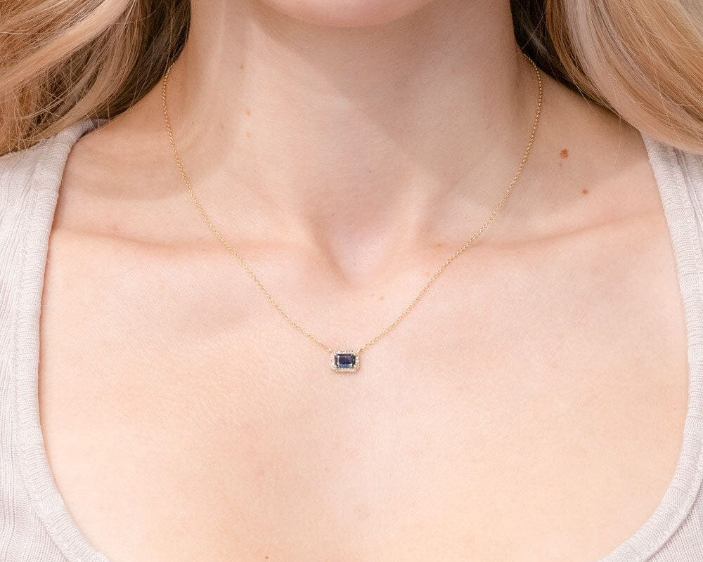 Diamond Halo Blue Sapphire Necklace Necklaces Princess Bride Diamonds 
