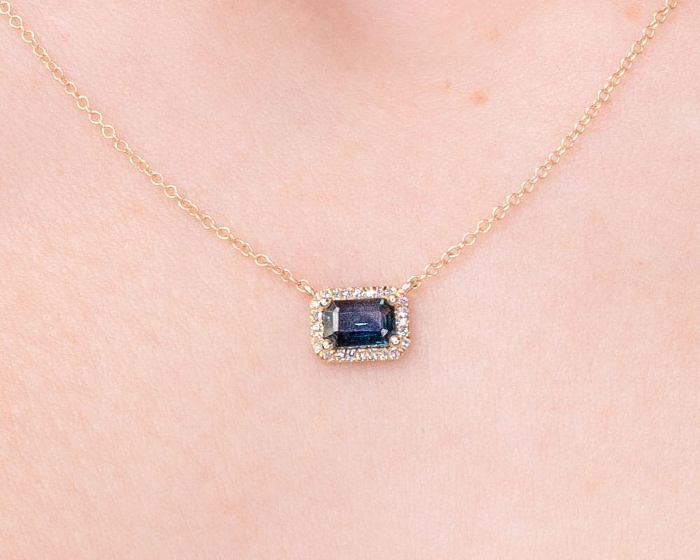 Diamond Halo Blue Sapphire Necklace Necklaces Princess Bride Diamonds 