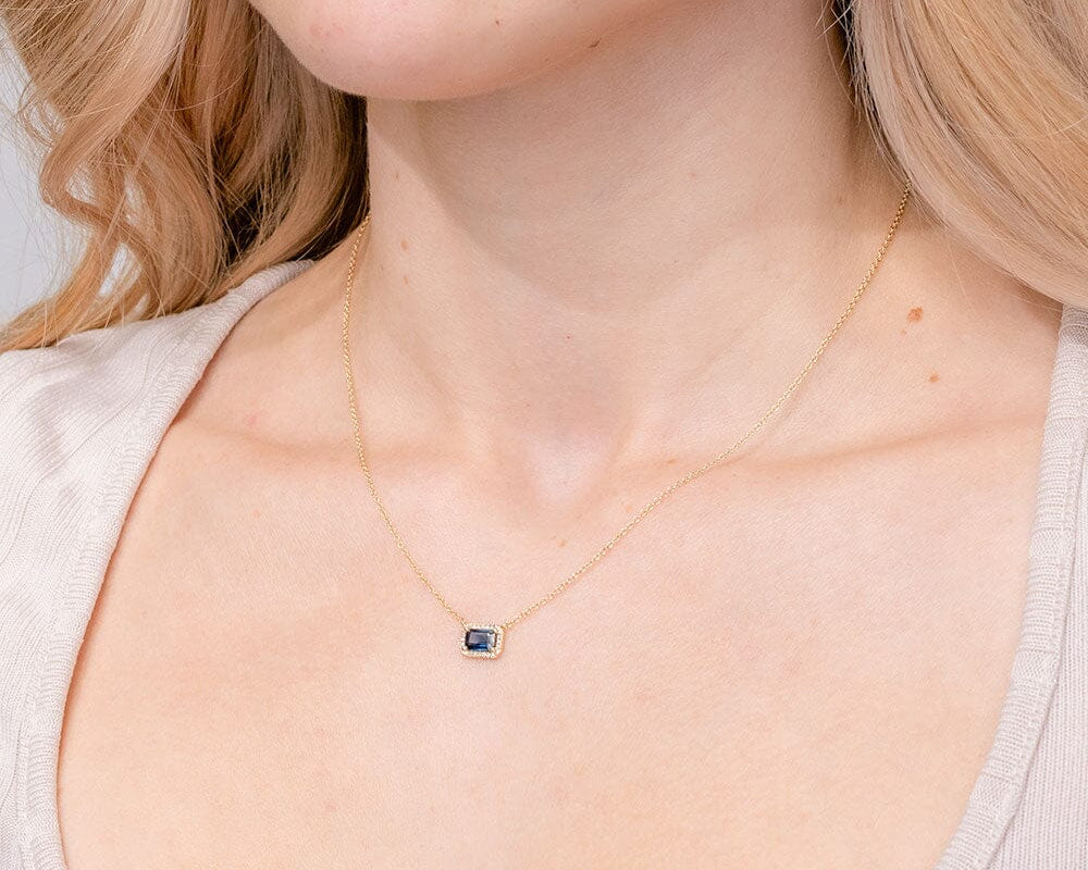 Diamond Halo Blue Sapphire Necklace Necklaces Princess Bride Diamonds 