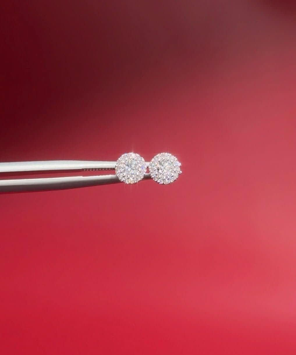 Diamond Halo Earrings - PBD Earrings