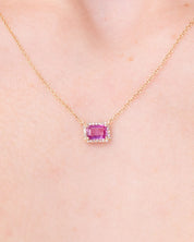 Diamond Halo Pink Sapphire Necklace Necklaces Princess Bride Diamonds 