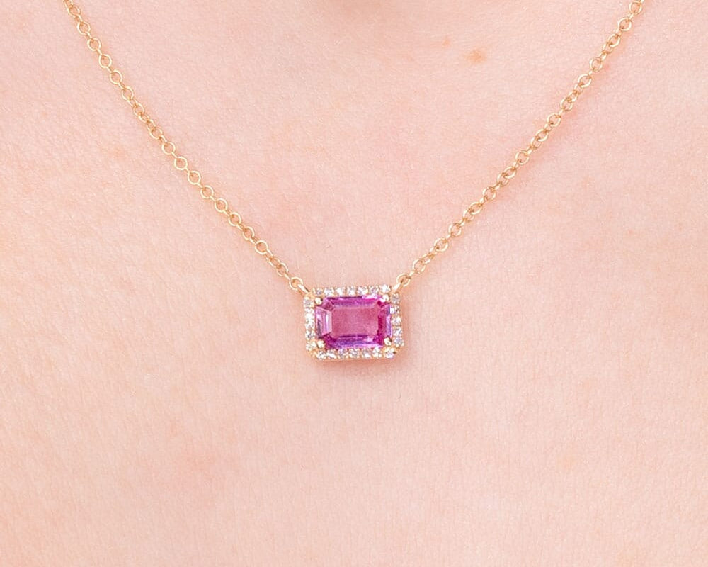 Diamond Halo Pink Sapphire Necklace Necklaces Princess Bride Diamonds 