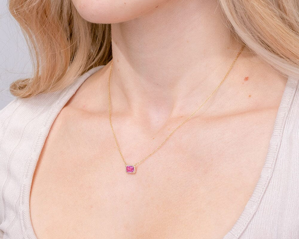 Diamond Halo Pink Sapphire Necklace Necklaces Princess Bride Diamonds 