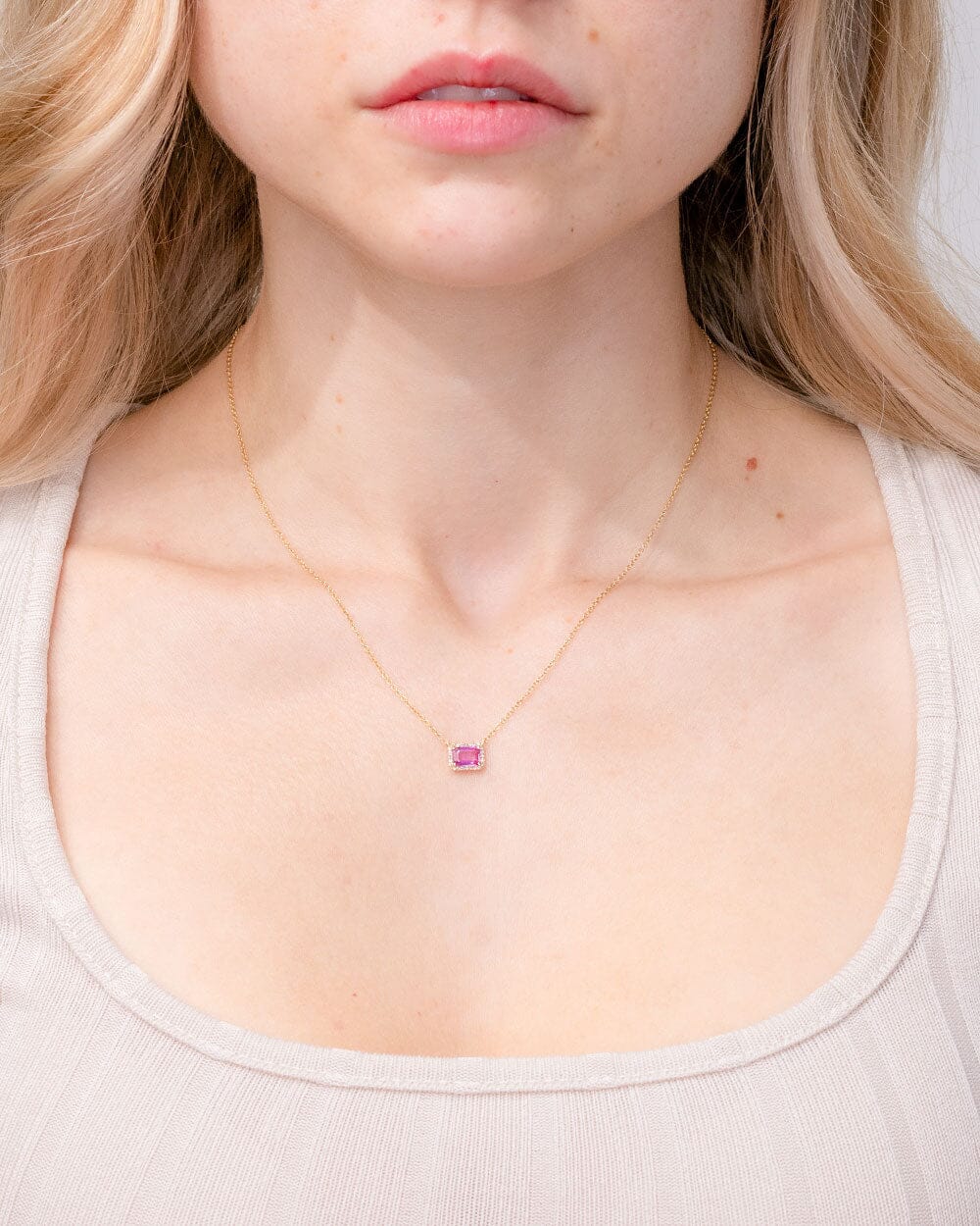 Diamond Halo Pink Sapphire Necklace Necklaces Princess Bride Diamonds 