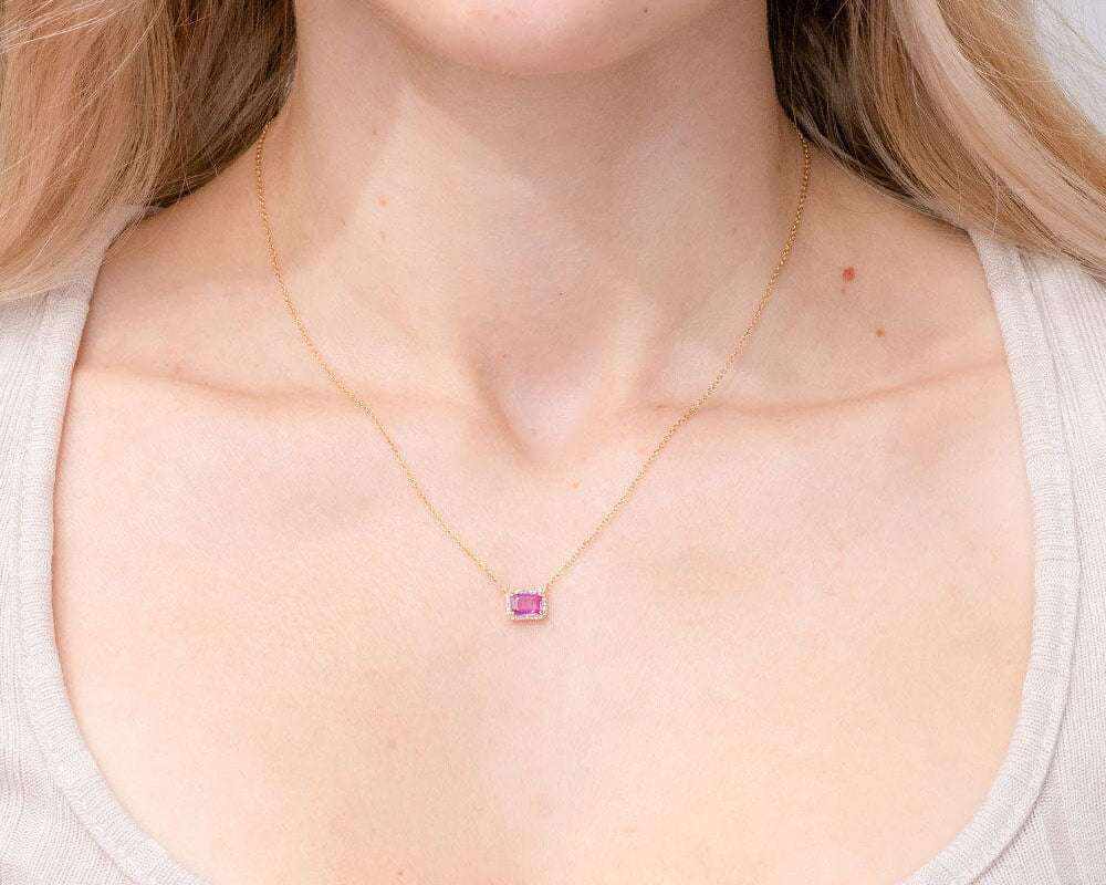 Diamond Halo Pink Sapphire Necklace Necklaces Princess Bride Diamonds 