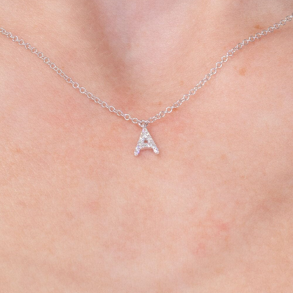 Diamond Initial "A" Necklace 14k White Gold Necklaces Princess Bride Diamonds 