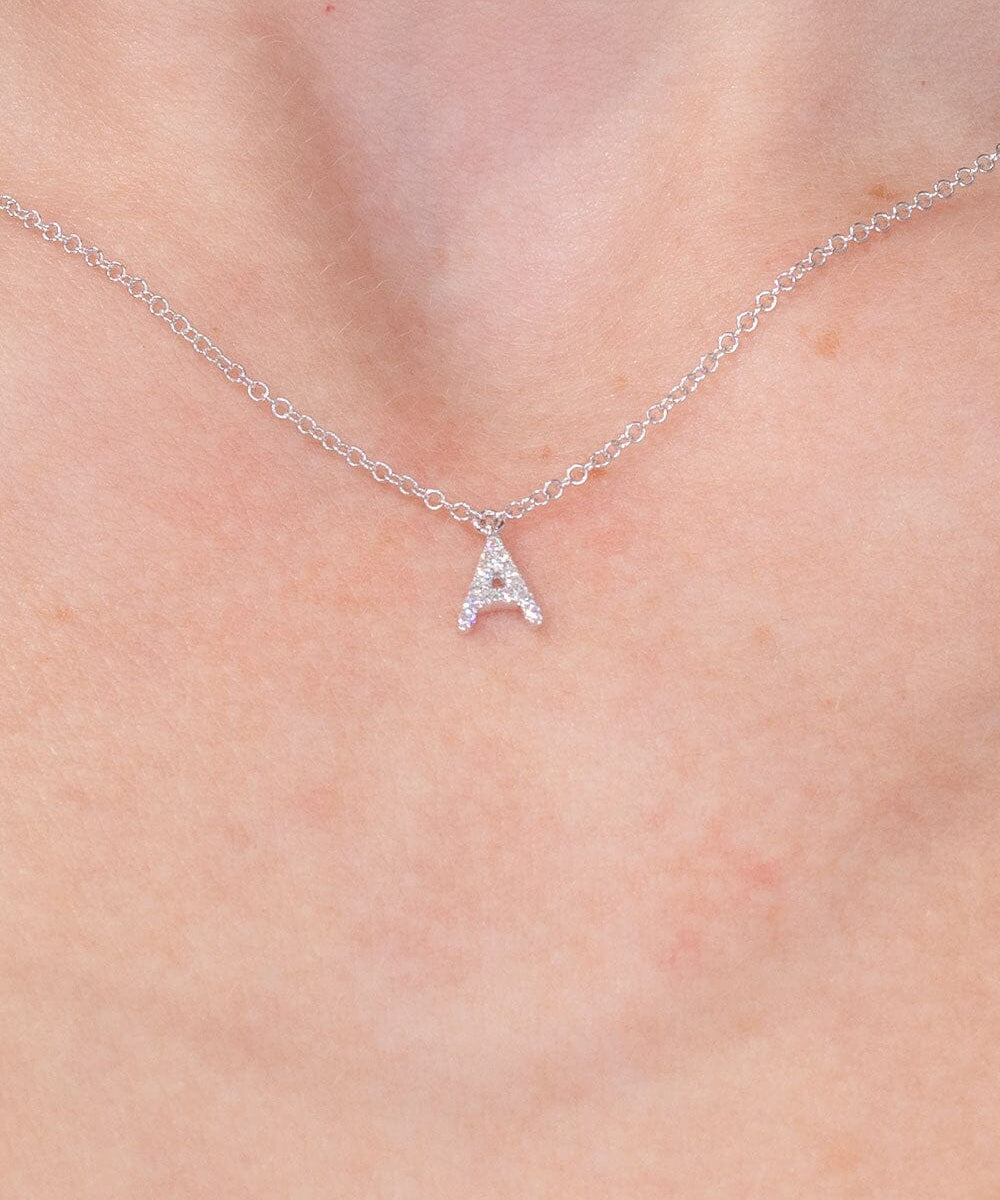 Diamond Initial "A" Necklace 14k White Gold Necklaces Princess Bride Diamonds 