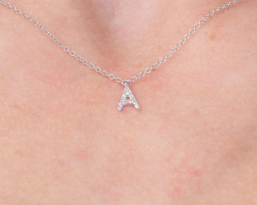 Diamond Initial "A" Necklace 14k White Gold Necklaces Princess Bride Diamonds 