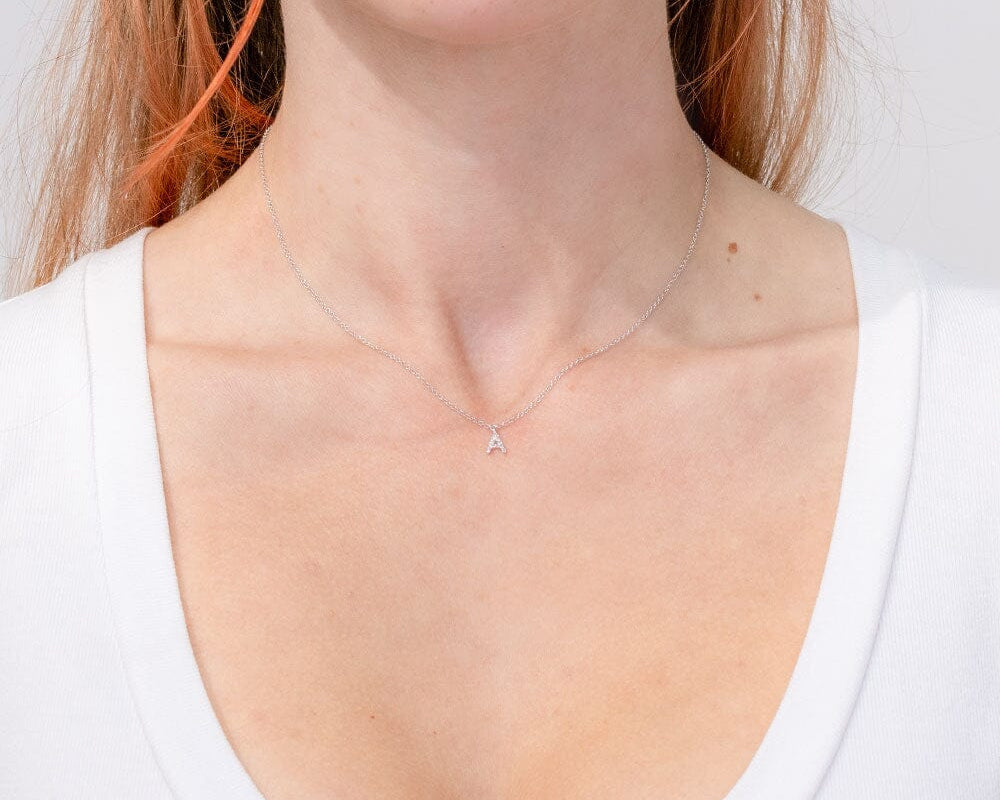Diamond Initial "A" Necklace 14k White Gold Necklaces Princess Bride Diamonds 