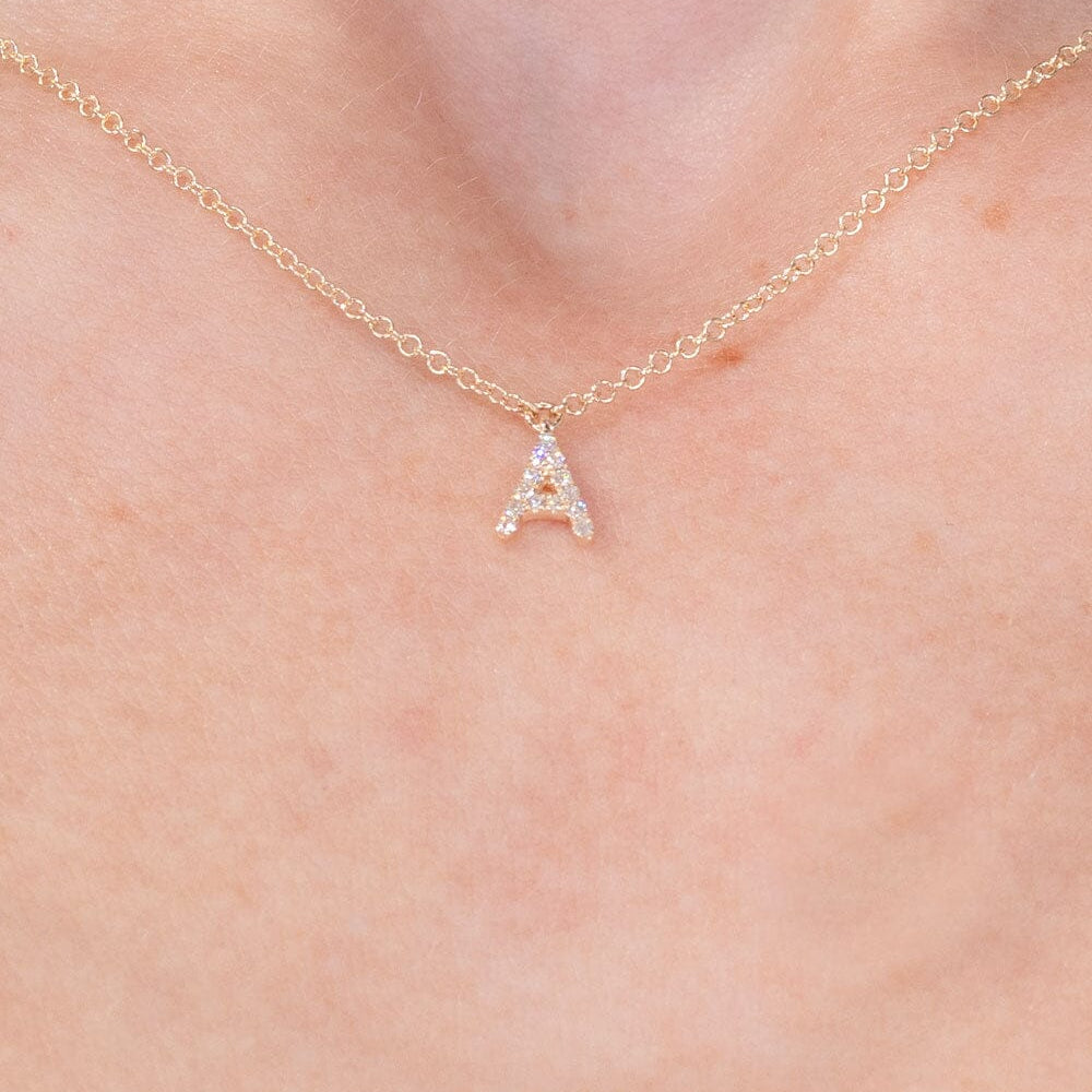 Diamond Initial "A" Necklace 14k Yellow Gold Necklaces Princess Bride Diamonds 