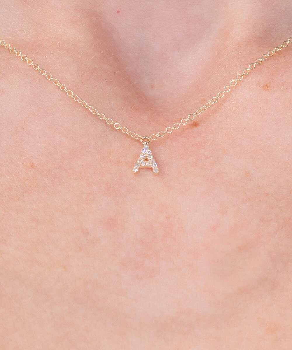 Diamond Initial "A" Necklace 14k Yellow Gold Necklaces Princess Bride Diamonds 