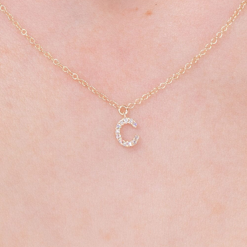 Diamond Initial "C" Necklace 14k Yellow Gold Necklaces Princess Bride Diamonds 