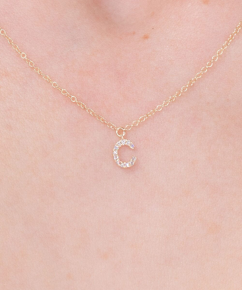 Diamond Initial "C" Necklace 14k Yellow Gold Necklaces Princess Bride Diamonds 