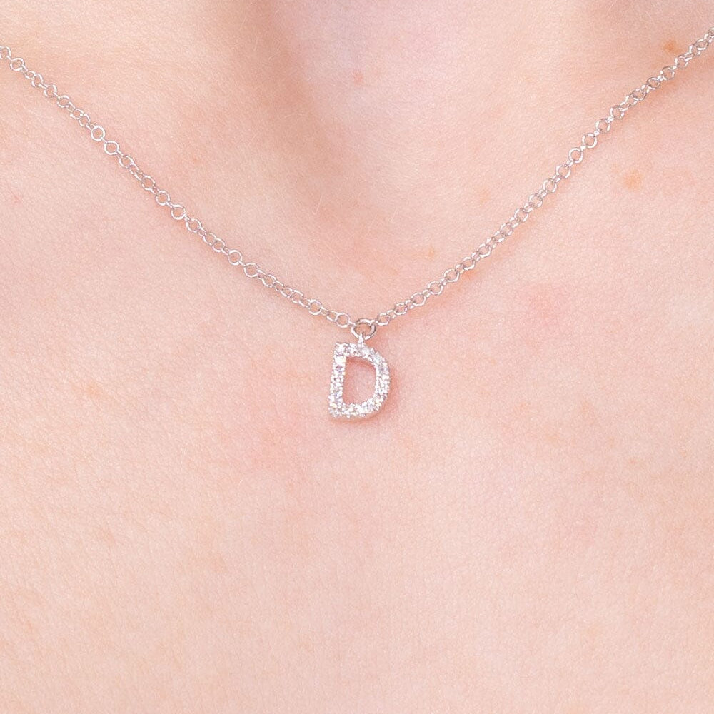 Diamond Initial "D" Necklace 14k White Gold Necklaces Princess Bride Diamonds 