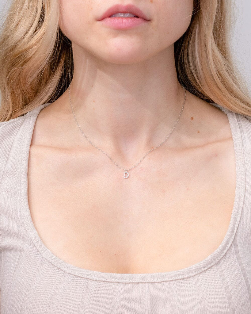 Diamond Initial "D" Necklace 14k White Gold Necklaces Princess Bride Diamonds 