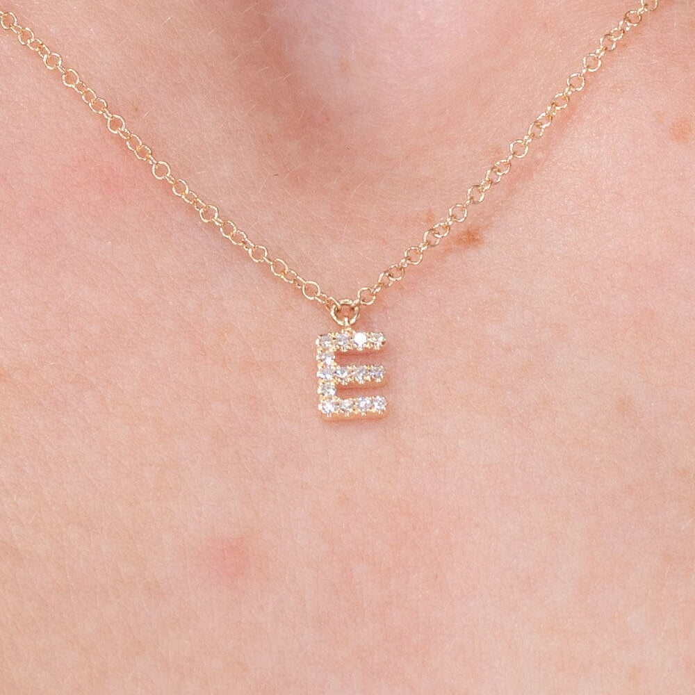 Diamond Initial "E" Necklace 14k Yellow Gold Necklaces Princess Bride Diamonds 