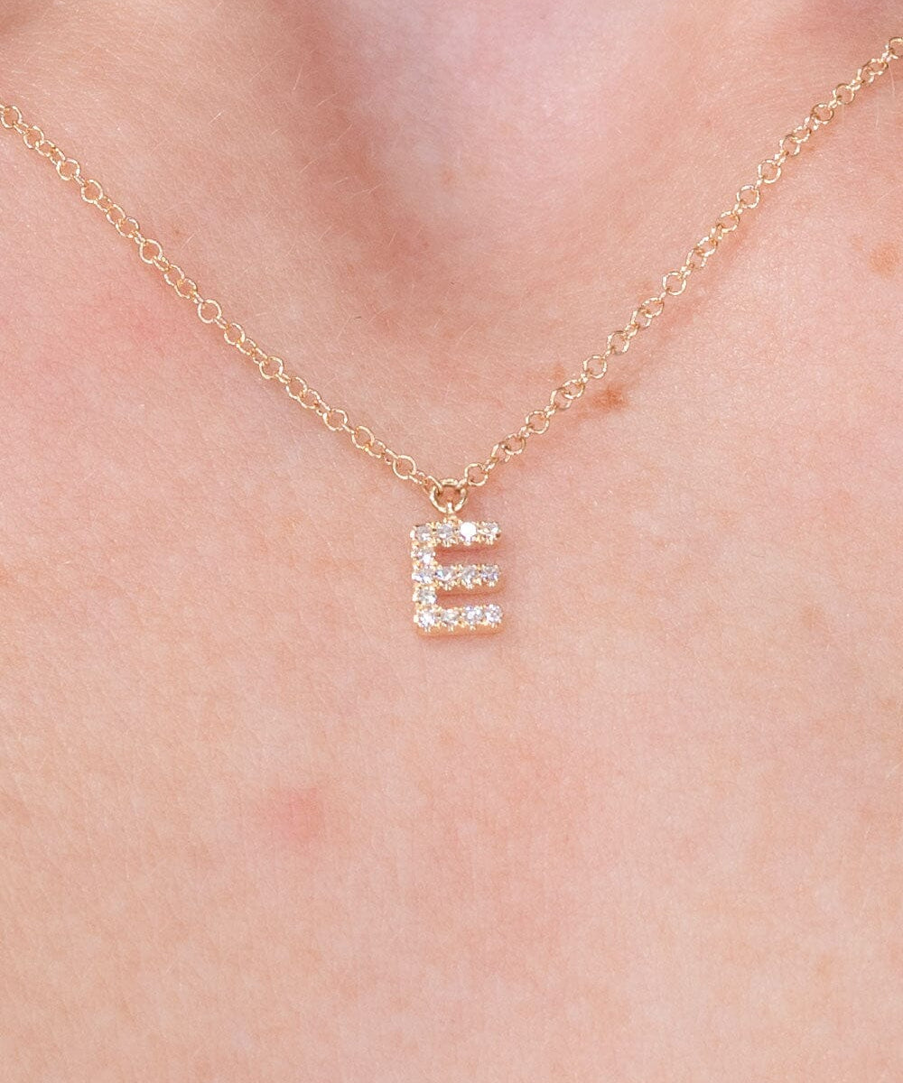 Diamond Initial "E" Necklace 14k Yellow Gold Necklaces Princess Bride Diamonds 