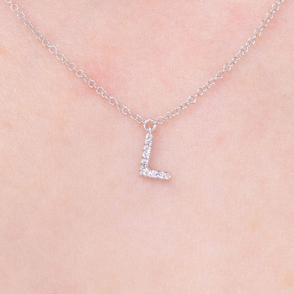 Diamond Initial "L" Necklace 14k White Gold Necklaces Princess Bride Diamonds 