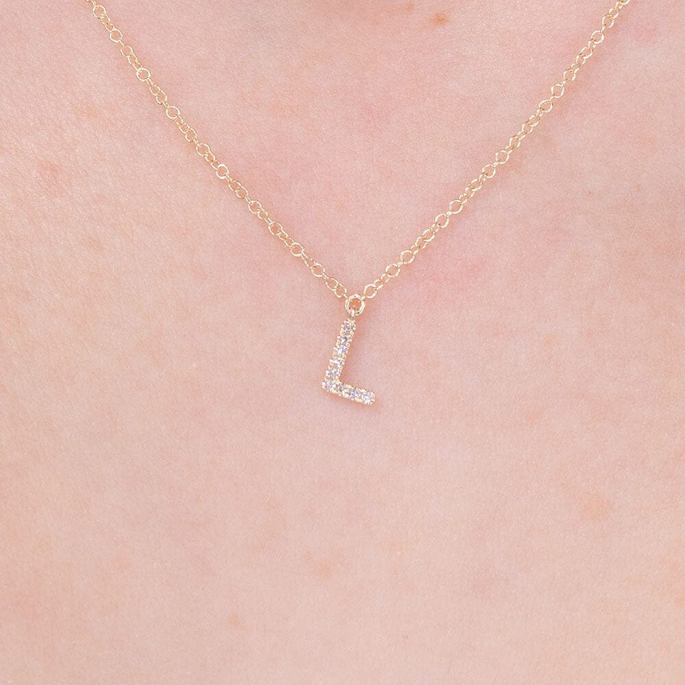 Diamond Initial "L" Necklace 14k Yellow Gold Necklaces Princess Bride Diamonds 