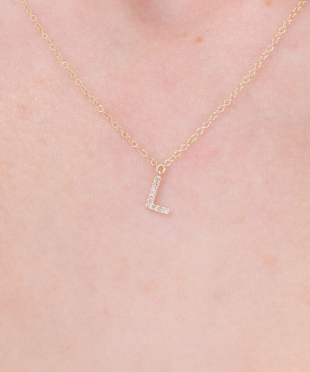 Diamond Initial "L" Necklace 14k Yellow Gold Necklaces Princess Bride Diamonds 