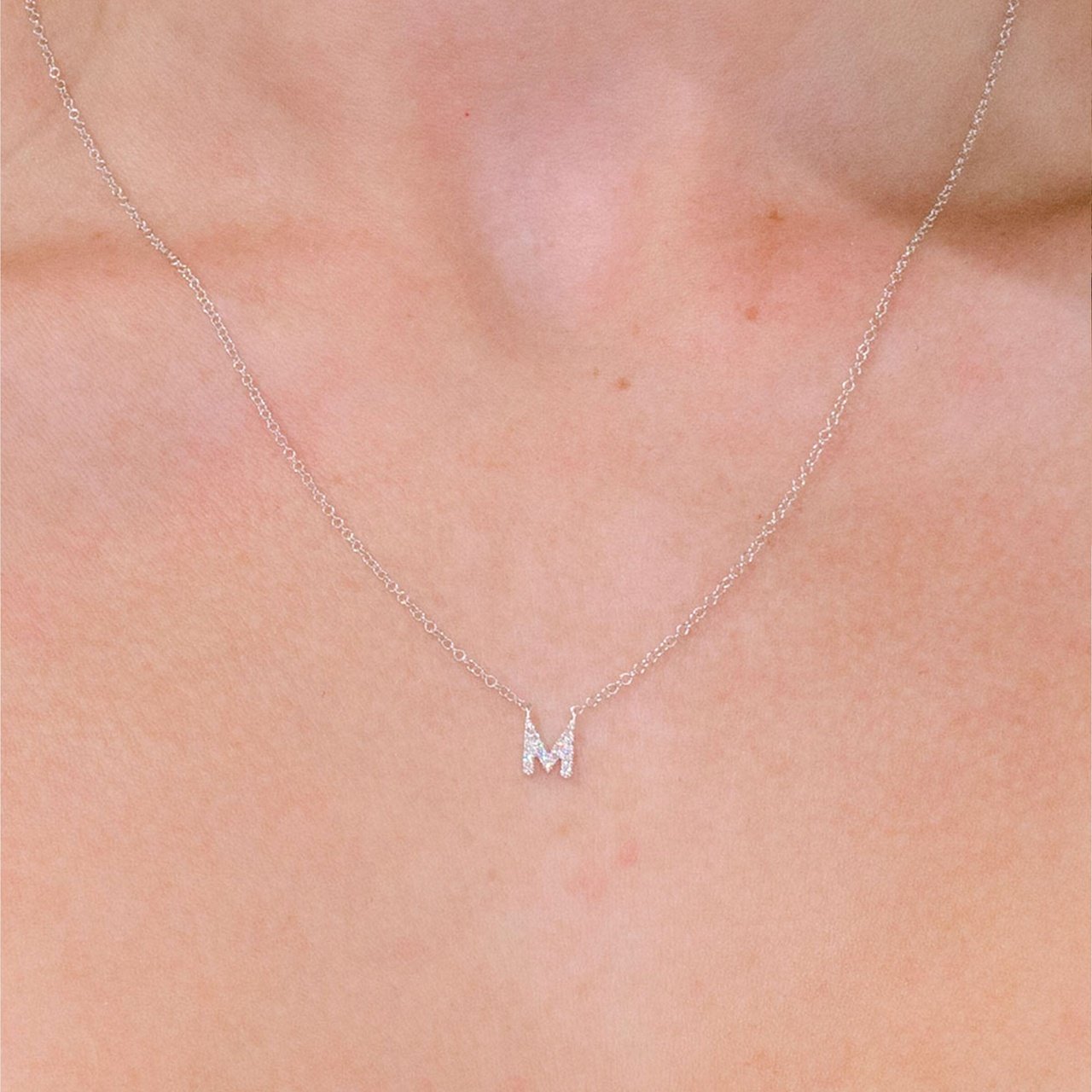 M Pendant, Nature Inspired Initial Pendant, Rose Gold - Doron Merav