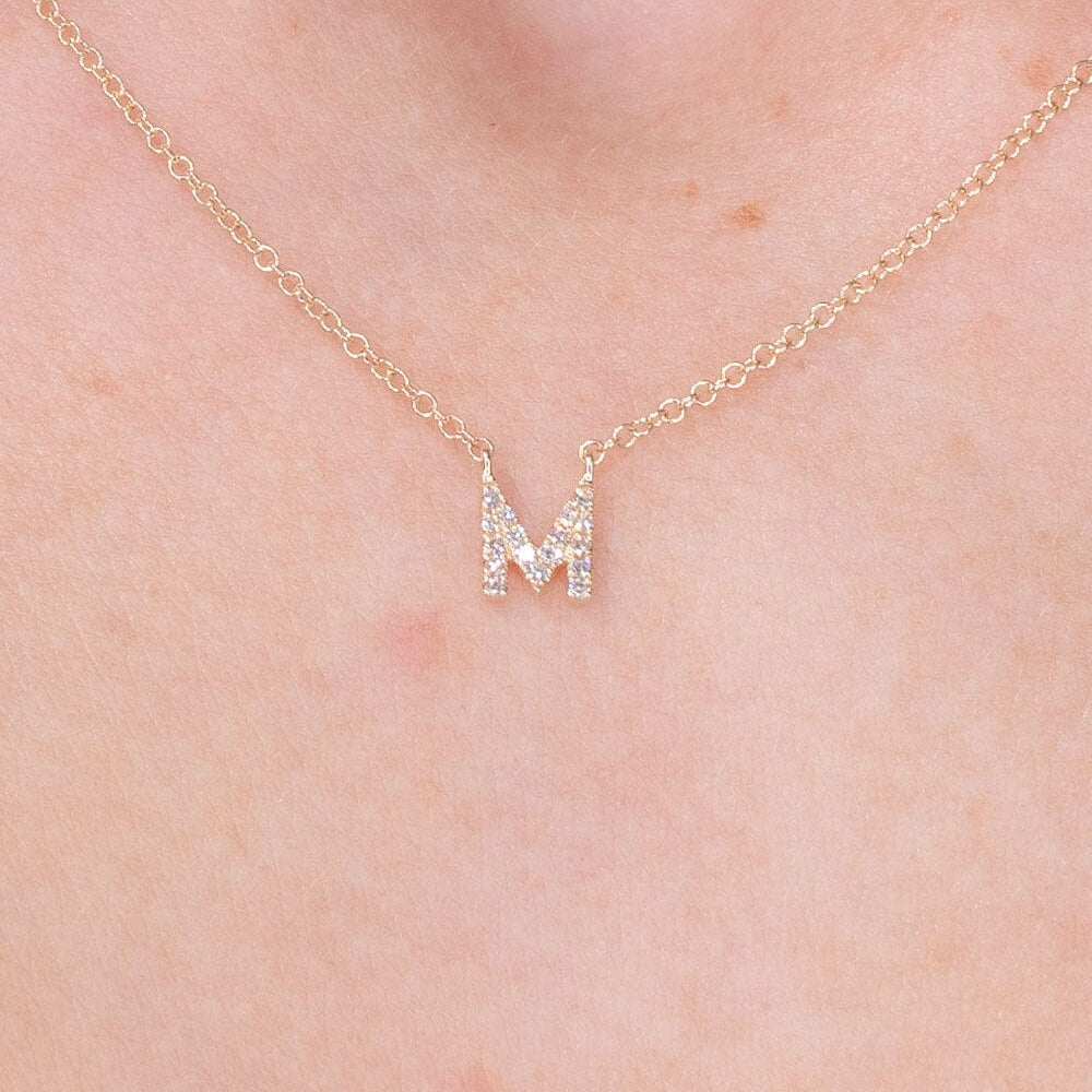 Diamond Initial "M" Necklace 14k Yellow Gold Necklaces Princess Bride Diamonds 