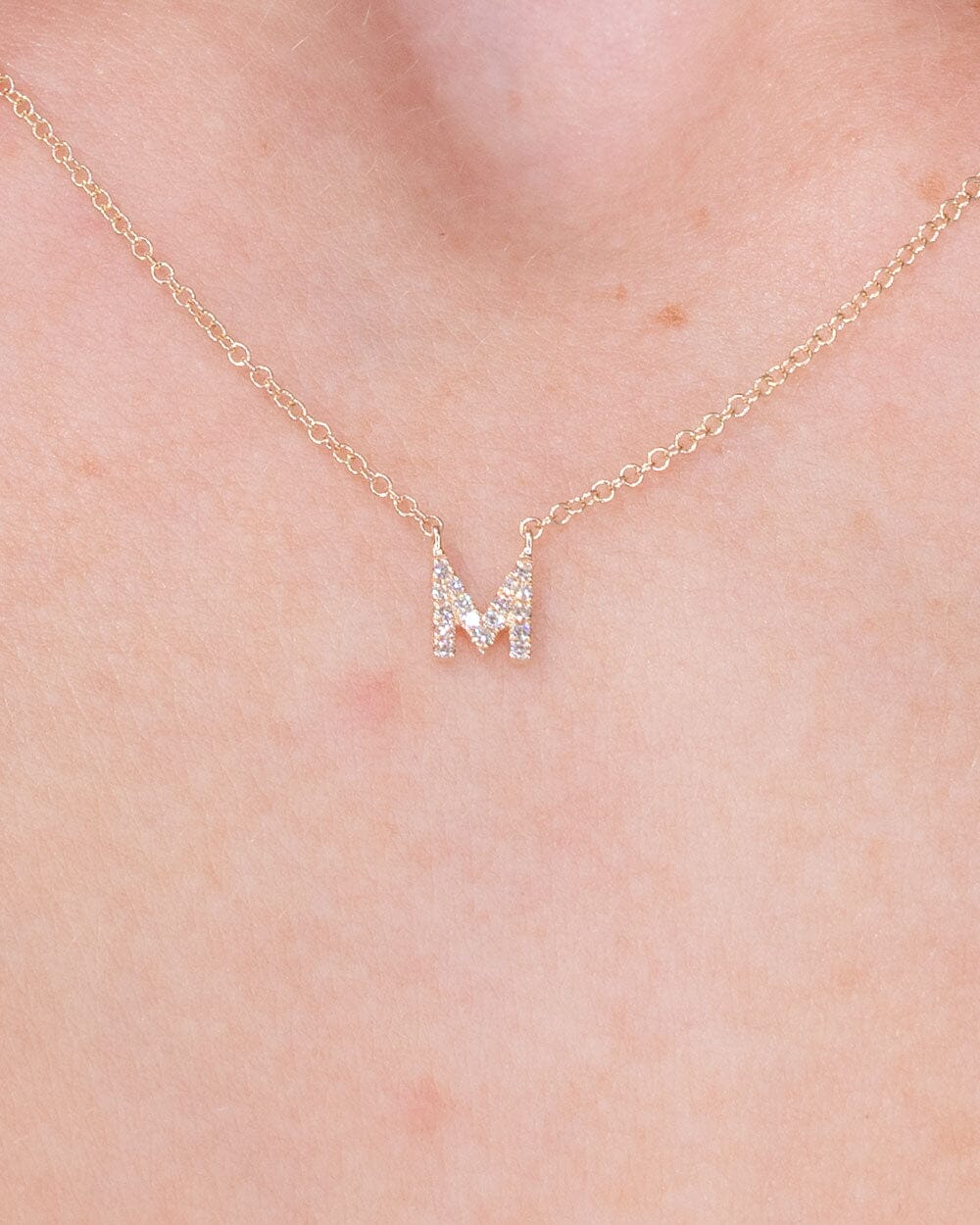 Diamond Initial "M" Necklace 14k Yellow Gold Necklaces Princess Bride Diamonds 