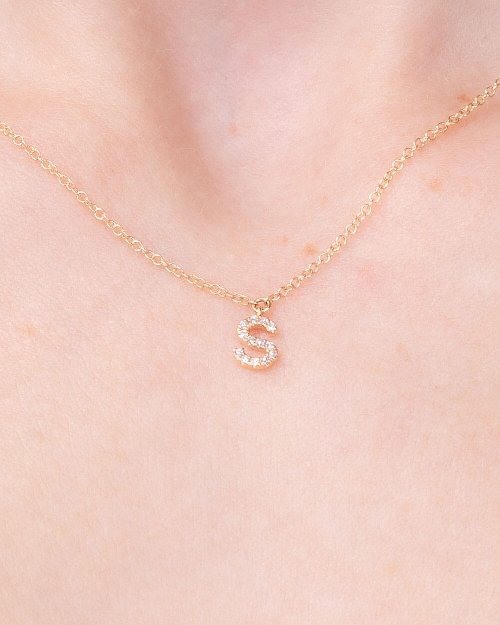 Diamond Initial "S" Necklace 14k Yellow Gold Necklaces Princess Bride Diamonds 