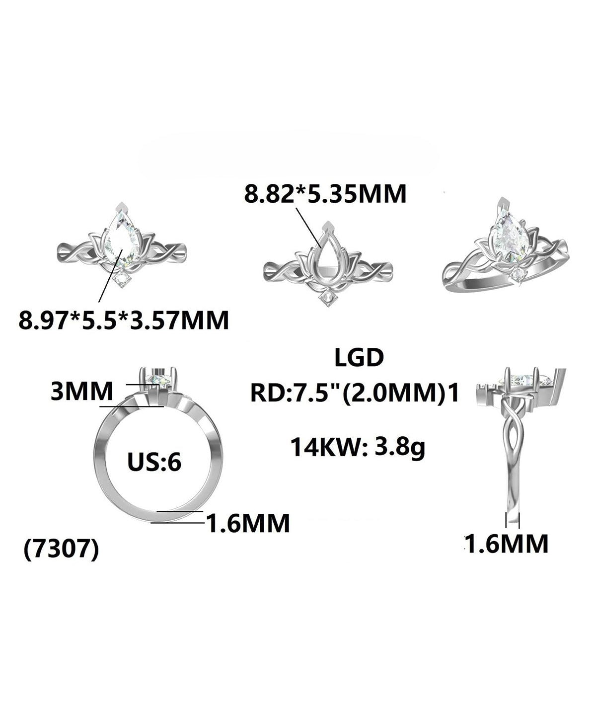 Diamond Lotus Ring - PBD Engagement Rings