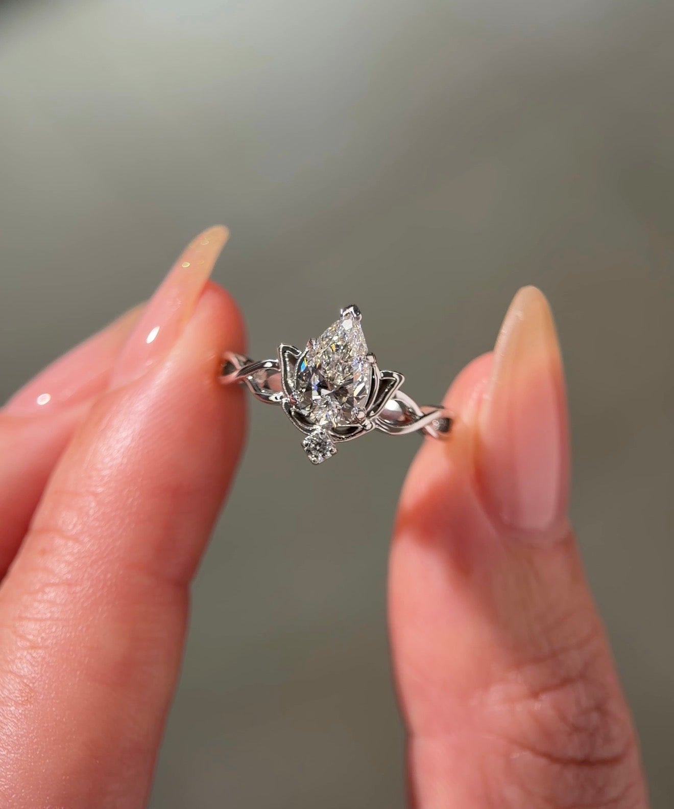 Diamond Lotus Ring - PBD Engagement Rings