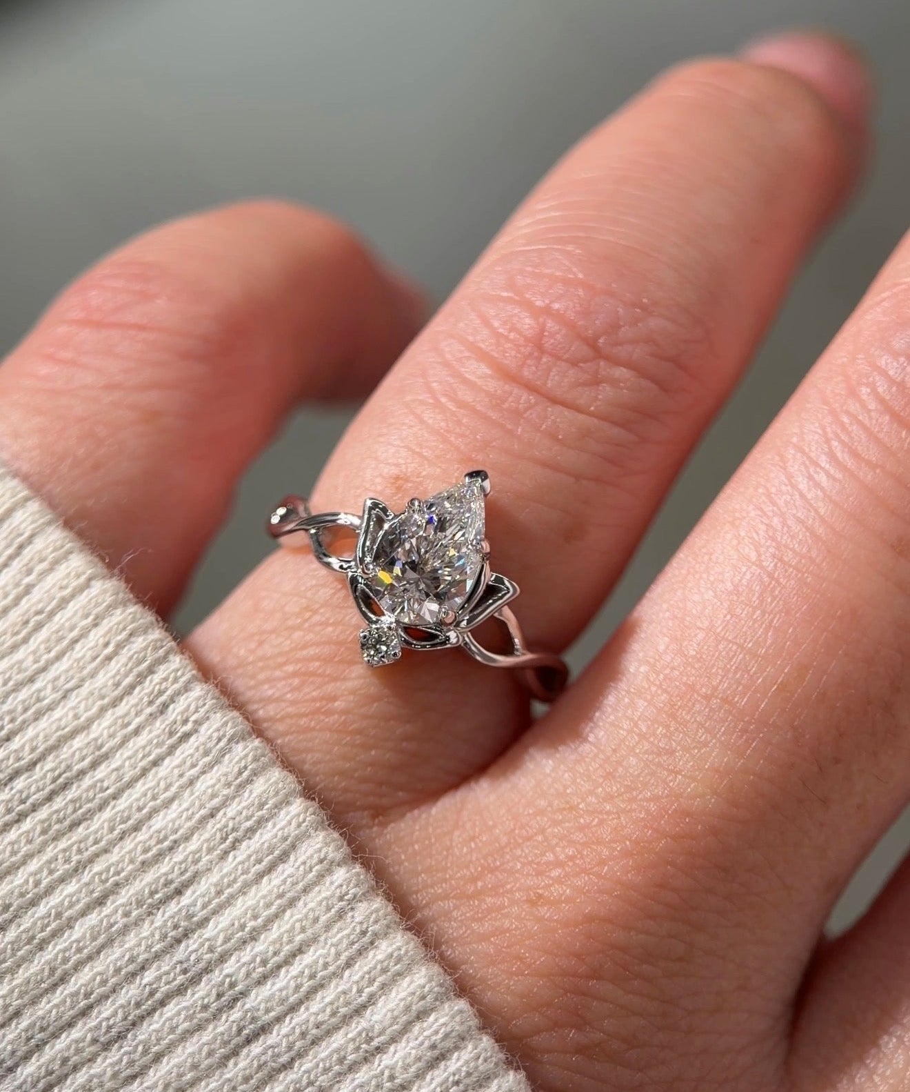 Diamond Lotus Ring - PBD Engagement Rings