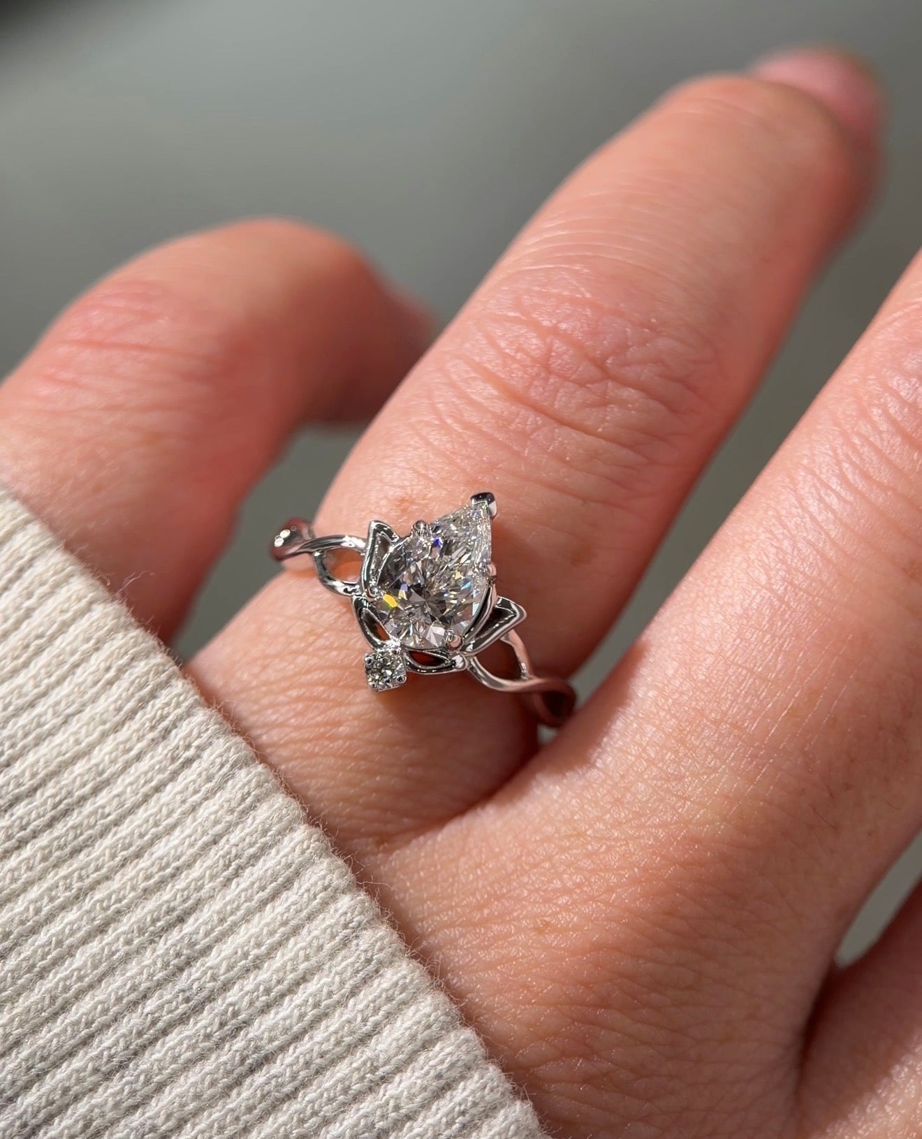 Diamond Lotus Ring - PBD Engagement Rings