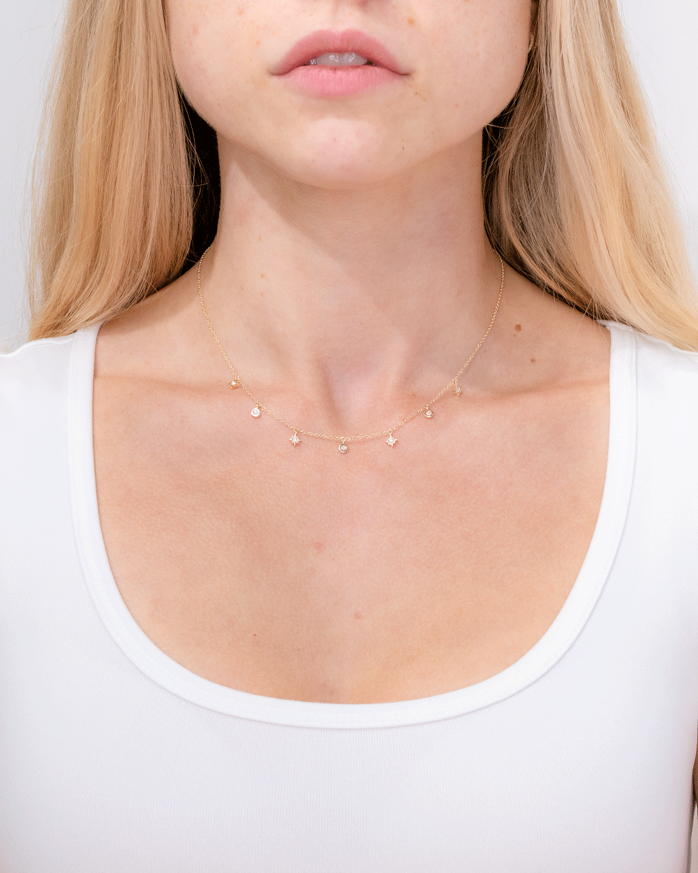 Diamond Star Drip Necklace 14k Yellow Gold Necklaces Princess Bride Diamonds 