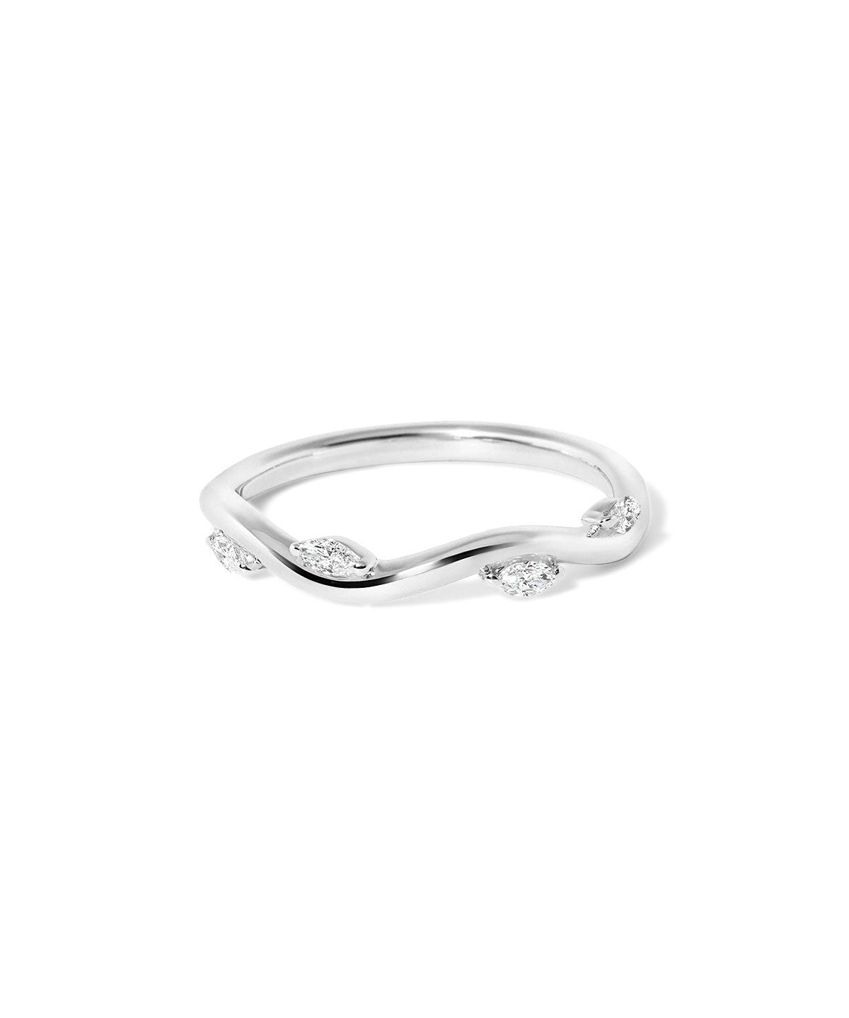 Diamond Vine curved wedding band with scattered marquise diamonds set in gold at Princess Bride Diamonds jewelry store in Orange County