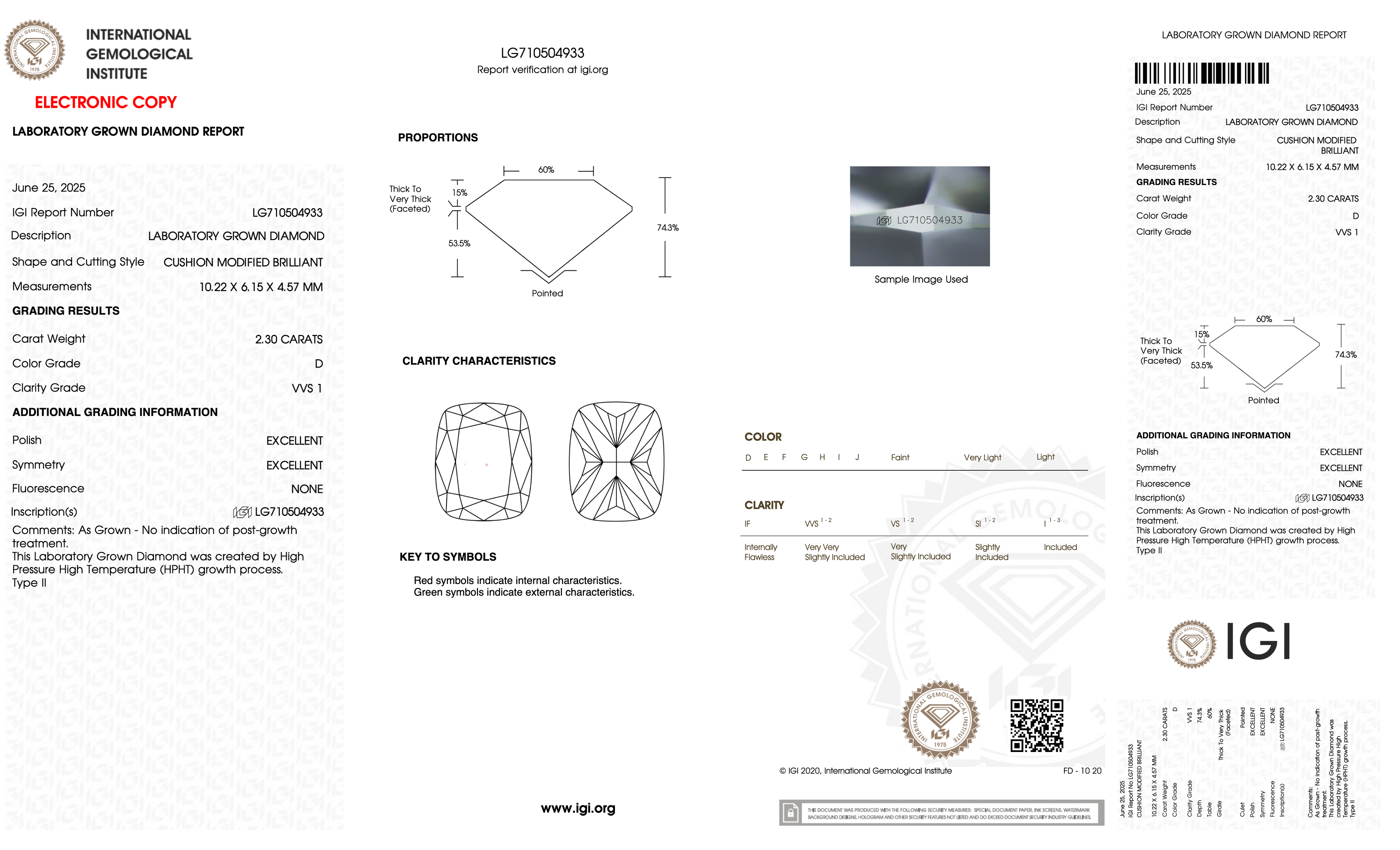 2.30ct D-VVS1 Cushion Lab Diamond Nova