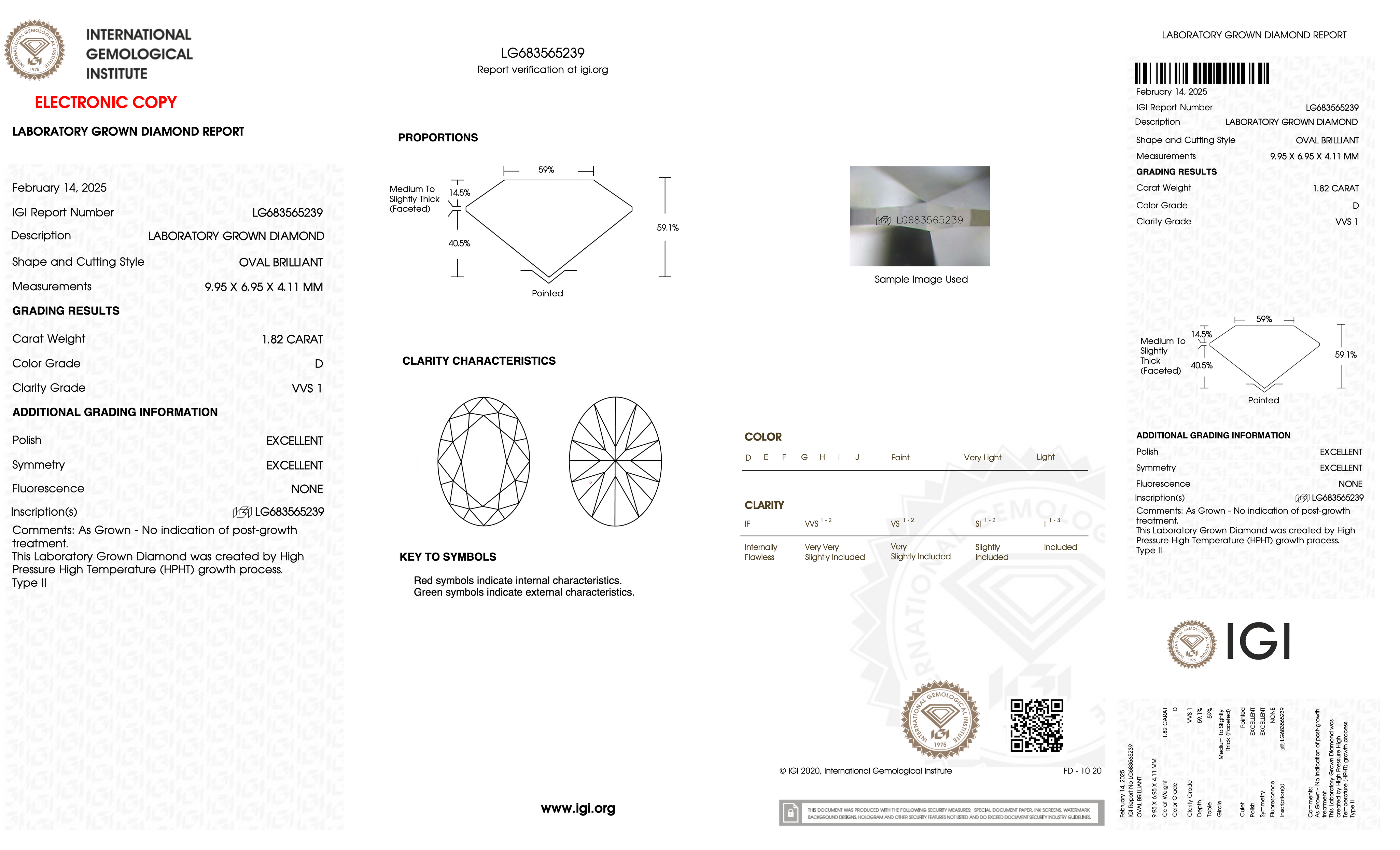 1.82ct D-VVS1 Oval Lab Diamond Angela