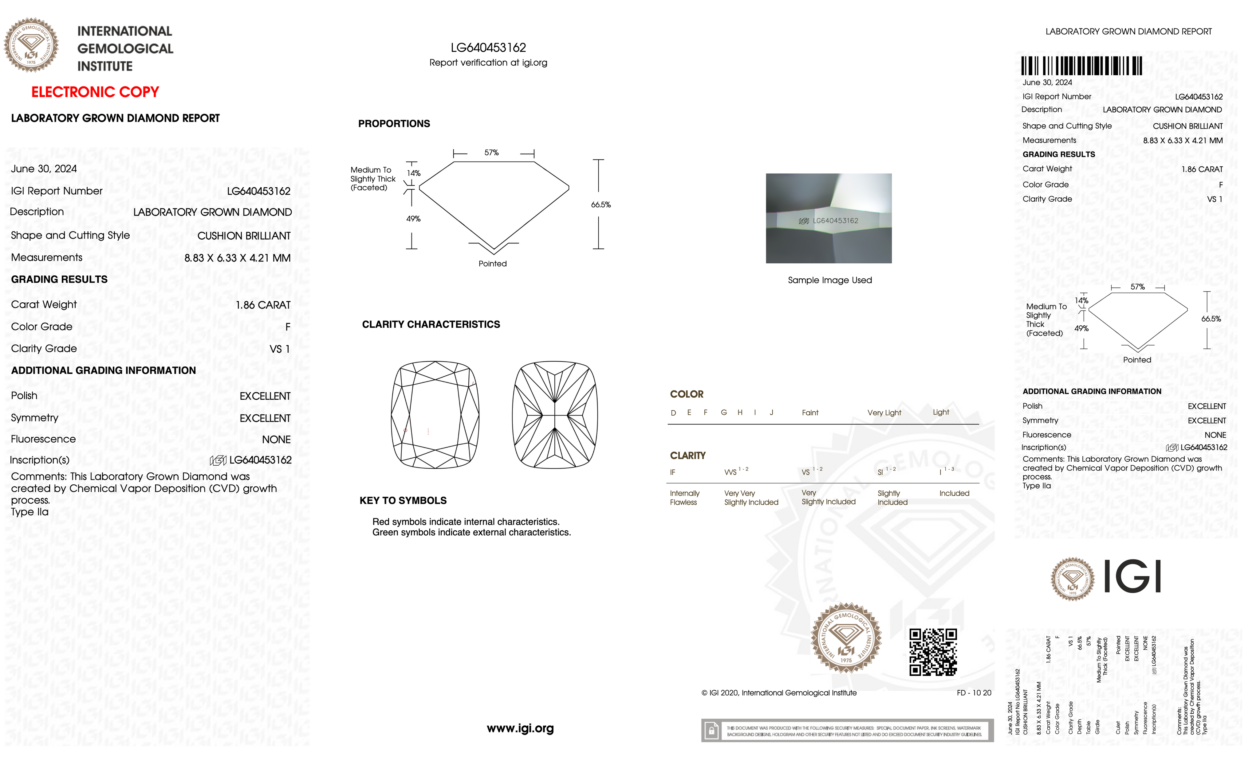1.86ct F-VS1 Cushion Lab Diamond Louise