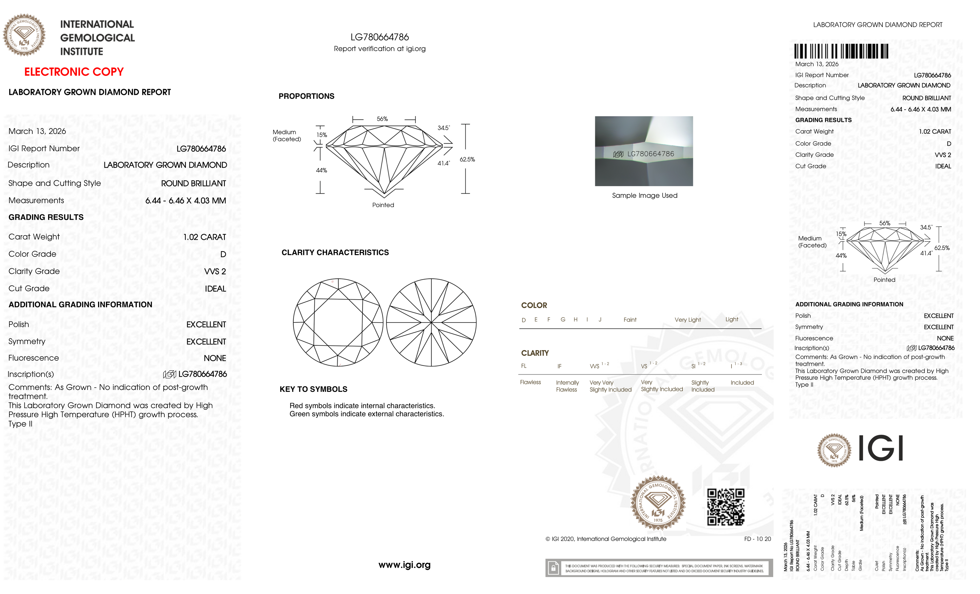 1.02 Carat D-VVS2 Round Lab Grown Diamond - IGI (#127259)