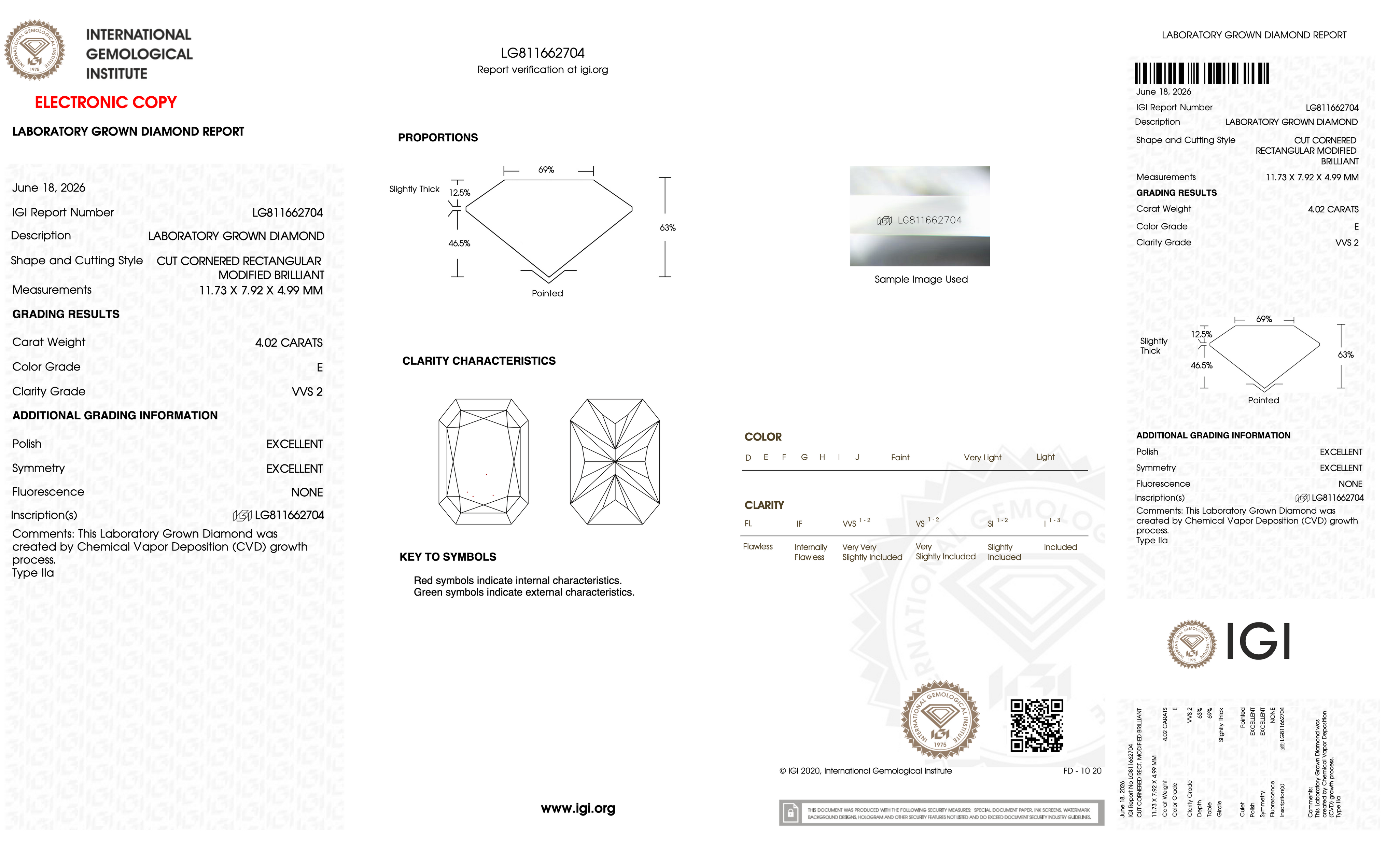 4.05ct E-VVS2 Radiant Lab Diamond Kayla